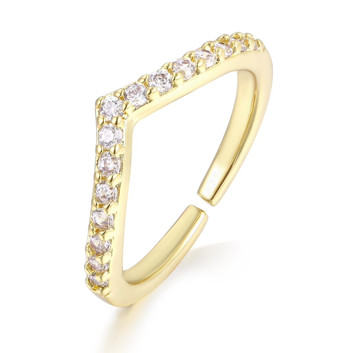 Brass Rings with AAA Cubic Zirconia