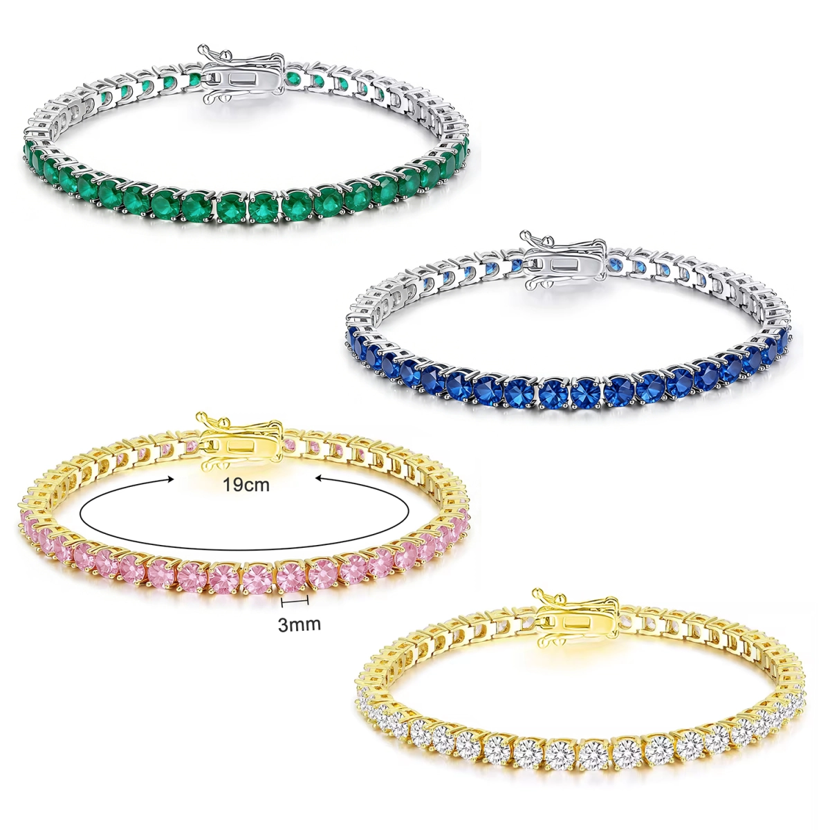 Multi-Stone Brass Tennis Bracelet Bulk